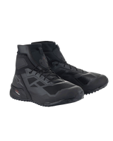 Alpinestars CR-1 Shoes, Motorcycle Riding Shoes, Black and Dark Gray, High-top silhouette with microfiber and 3D mesh, geometric structural patterns, rugged grip sole, sporty urban design