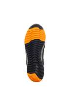 Alpinestars CR-X Drystar® motorskor, vy underifrån av sulan, svart och klarorange mönstring, aggressivt mönster för bra grepp, med TPF- och Alpinestars stjärnlogotyper, designade för motorcykelkörning och gåkomfort