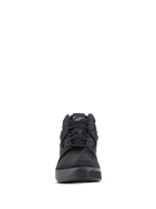 Alpinestars Primer Riding Shoes, Black, Front view of casual urban motorcycle footwear featuring a suede and textile upper, black laces, and a white Astar logo on the tongue.