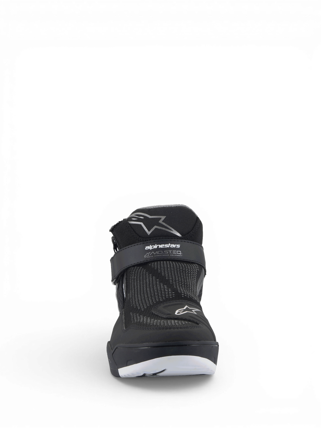 Alpinestars Speedflight Street skor, urbana motorcykelskor för herr, svarta, stickad mesh med MO.ST.EQ.-logotyp på remmen.