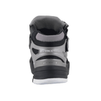 Alpinestars Speedflight Street Shoes, Black Gun Metal, rear view of urban motorcycle riding shoe, featuring MO.ST.EQ branding on the heel, gray and black mesh and synthetic panels, durable textured sole.