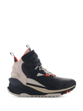 Alpinestars Speedstreet-skor, höga motorcykelsneakers, svart och mandelbeige med detaljer i Hot Orange, ovandel i mikrofiber i street-stil med perforerade detaljer, tjock ergonomisk sula, modern urban kördesign med kardborreband
