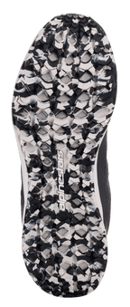 Alpinestars Speedforce-skor, detalj på yttersula, marmorerad svart och vit, strukturerat mönster med central Alpinestars-logotyp, avslappnad motorcykelsko designad för grepp och komfort