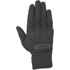 Alpinestars Stella C1 Windstopper V2-handskar, urbana motorcykelhandskar för dam, svarta, vy från ovansidan, med diskret integrerat knogskydd, präglad logotyp på manschetten och vindtät GORE-TEX Windstopper-textil