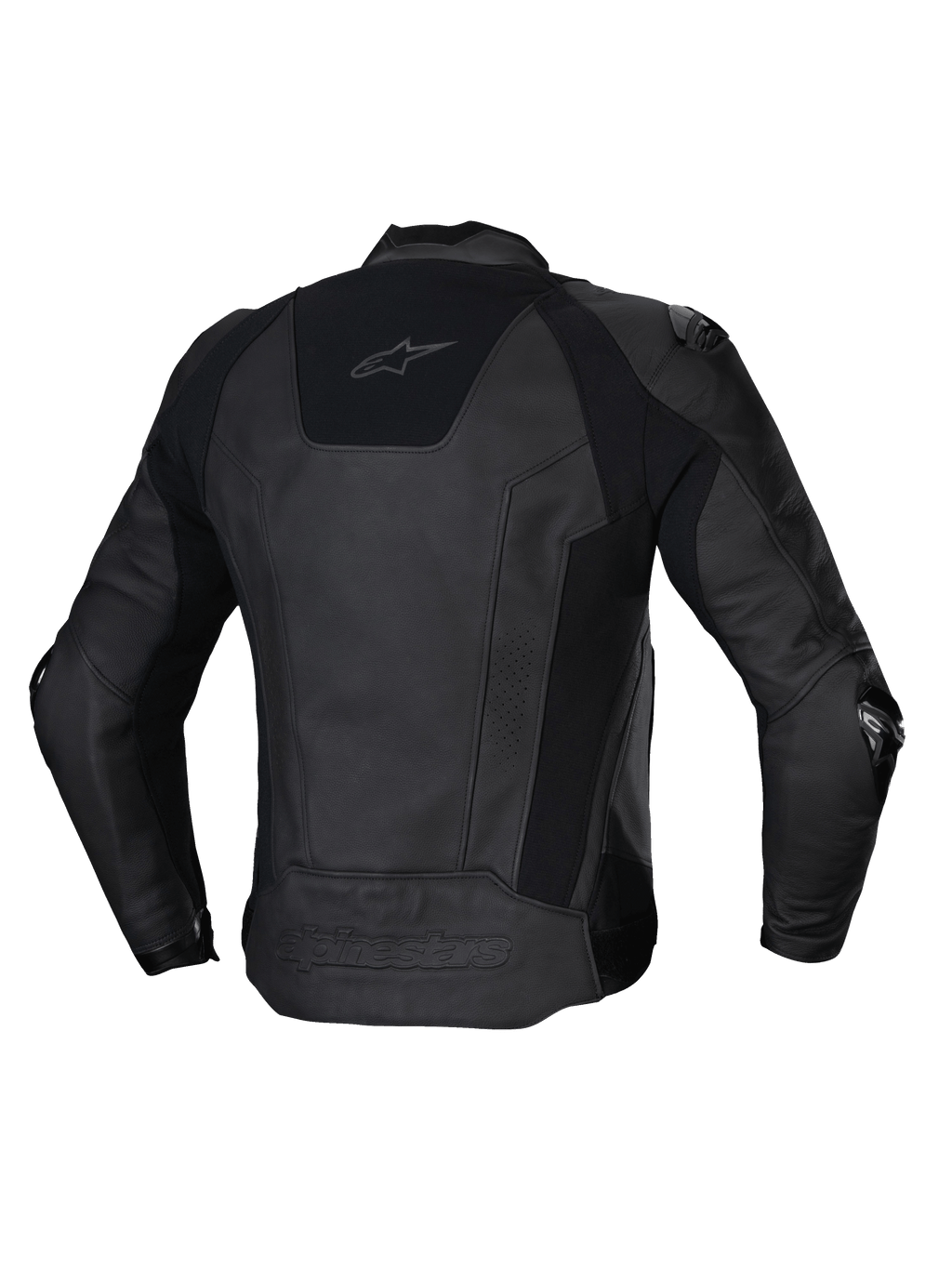 Alpinestars Missile V3 läderjacka, svart motorcykeljacka för racing, baksida med stretchpaneler och premium nötläder
