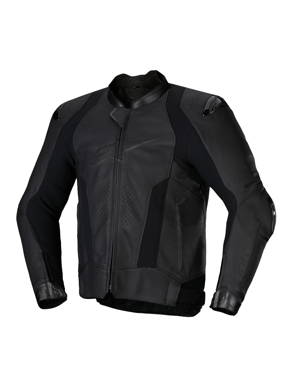 Alpinestars Missile V3 läderjacka, svart mc-skinnjacka för herrar, CE-certifierad med premium nötläder och Tech-Air Ready-design