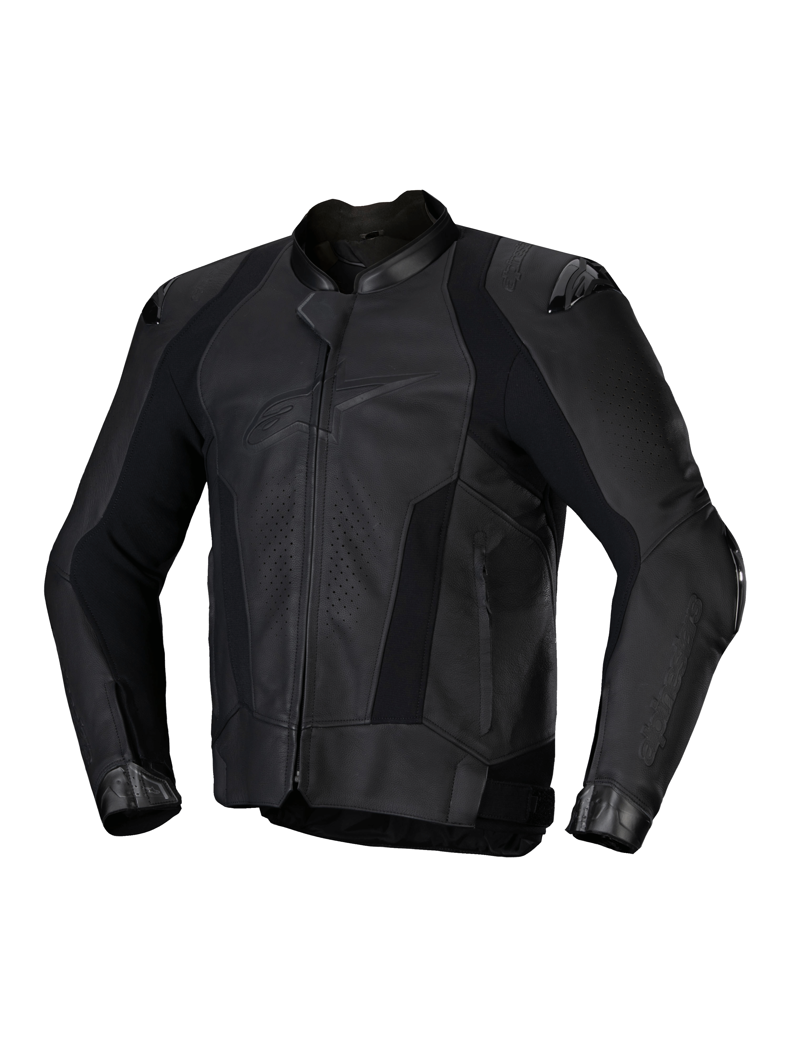 Alpinestars Missile V3 läderjacka, svart mc-skinnjacka för herrar, CE-certifierad med premium nötläder och Tech-Air Ready-design