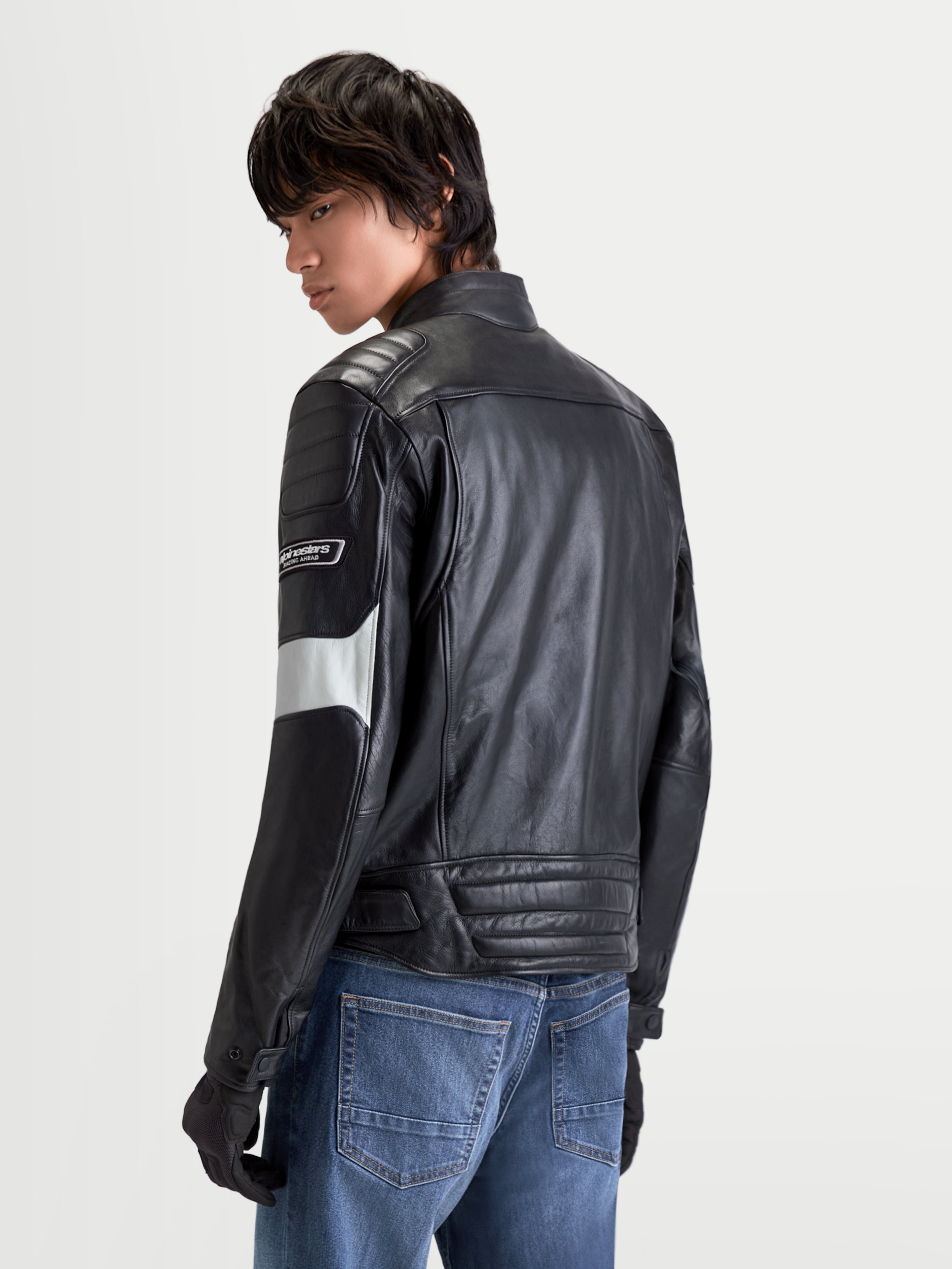Revern - Black Gray Motorcycle Leather Jacket | Alpinestars®