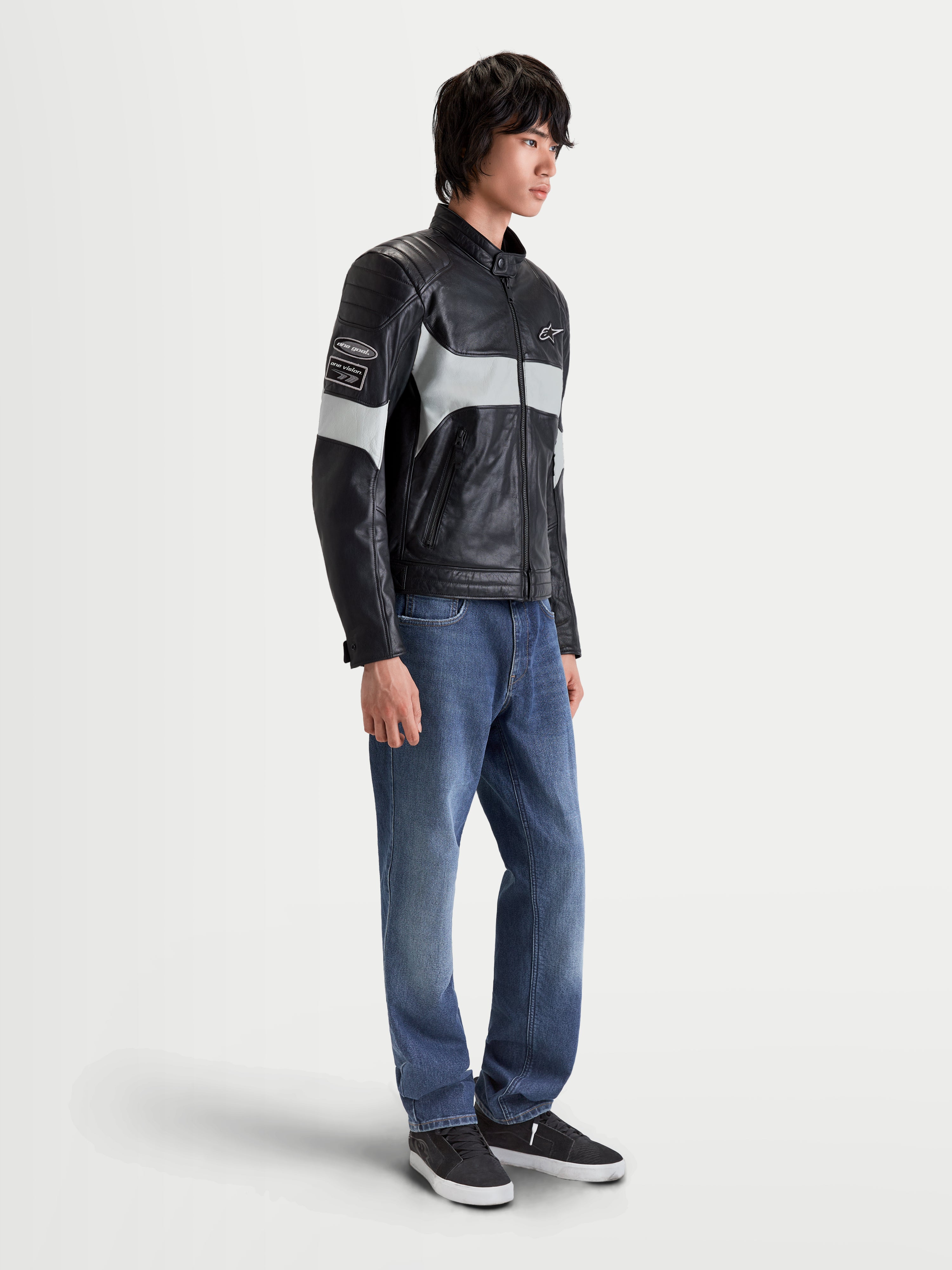 Revern - Black Gray Motorcycle Leather Jacket | Alpinestars®