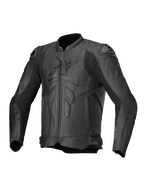 Alpinestars Dusk Leather Jacket, Black motorcycle racing jacket in bovine leather with DFS shoulder sliders.