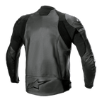 Alpinestars GP Force Airflow läderjacka, svart, vy bakifrån med perforerade paneler i buffelläder, dragspelspaneler i stretch och stor präglad stjärnlogotyp på nedre delen av ryggen, sportig motorcykelutrustning för racing