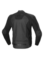 Alpinestars Faster V3 Läder Jacka, bakvy av svart motorcykeljacka för herrar, CE-certifierad AA-klass med avancerade HRSF-stretchpaneler