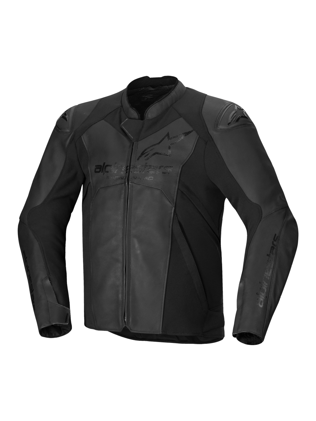 Alpinestars Faster V3 Läder Jacka, svart motorcykelracingjacka, CE-certifierad, premium läderkonstruktion med stretchpaneler
