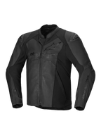 Alpinestars Faster V3 Läder Jacka, svart motorcykelracingjacka, CE-certifierad, premium läderkonstruktion med stretchpaneler
