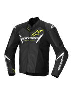 Alpinestars Faster V3 Airflow Leather Jacket, Men's Sport Motorcycle Jacket, Black, White and Yellow Fluo, perforated leather construction with CE certified protection
