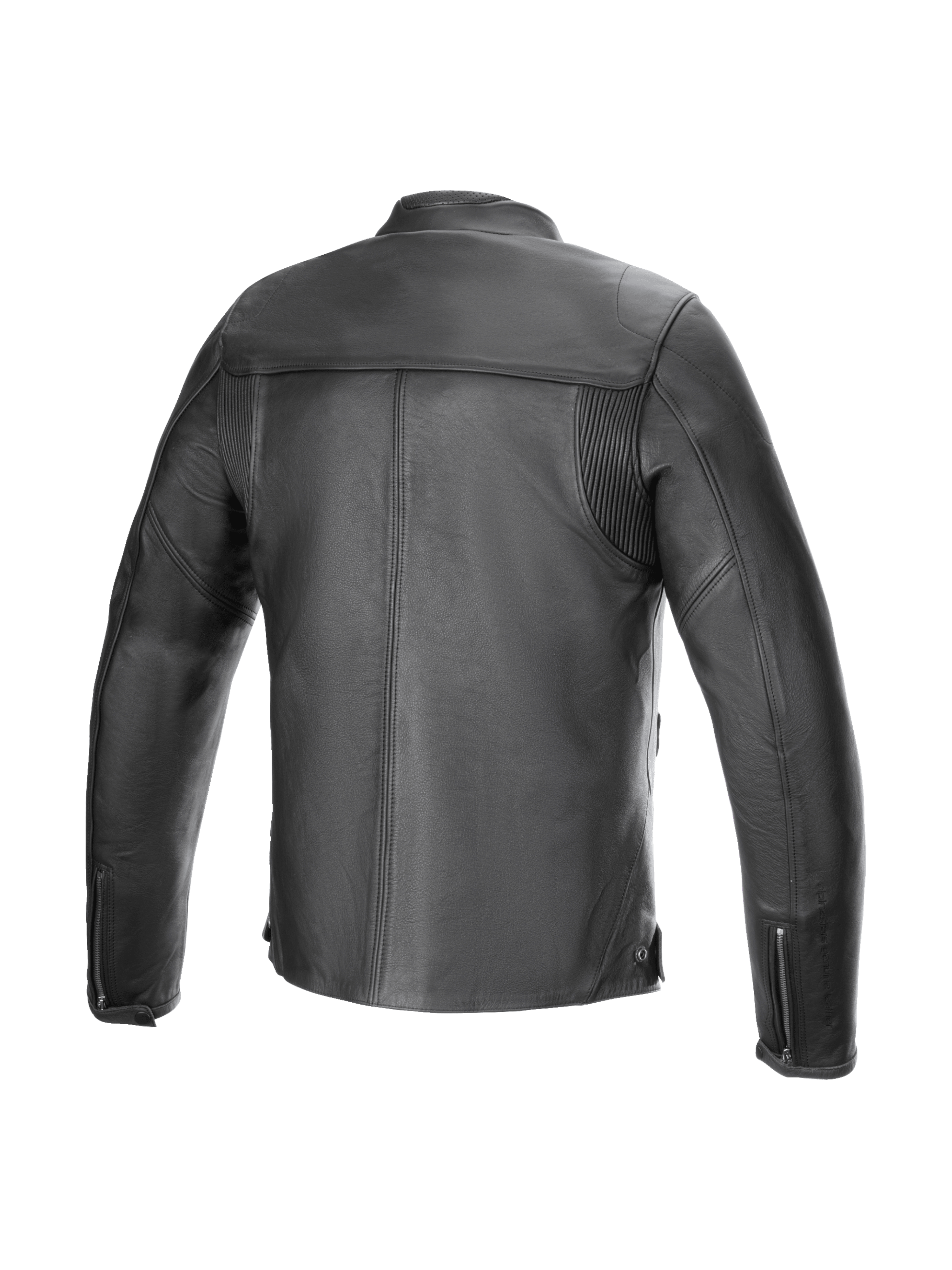 Alpinestars Blacktrack Leather Jacket, urban road motorcycle jacket for men, black bovine leather with back accordion panels.