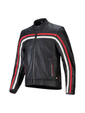 Alpinestars Dyno läderjacka, svart herr-mc-jacka med röda och ecru-färgade ränder, Tech-Air® Ready, nötläder.