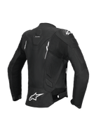 Alpinestars Stella Dusk skinnjacka, dammodell av motorcykeljacka för racing och sport, baksida i svart och vitt, CE-certifierad klass AA med stretchpaneler