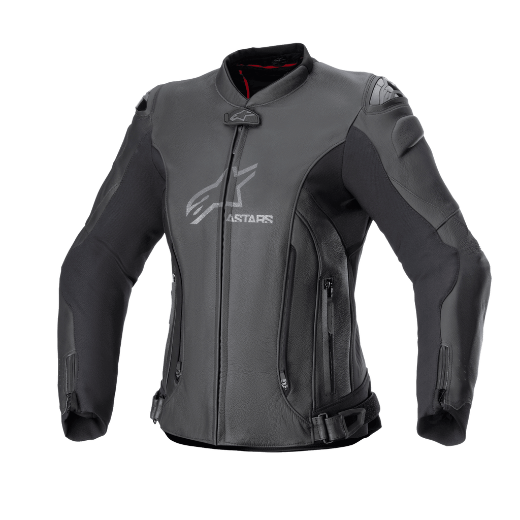 Alpinestars Stella GP Plus V4 läderjacka, dam MC-jacka för racing, svart, CE-certifierad kategori II AA, premium läderkonstruktion