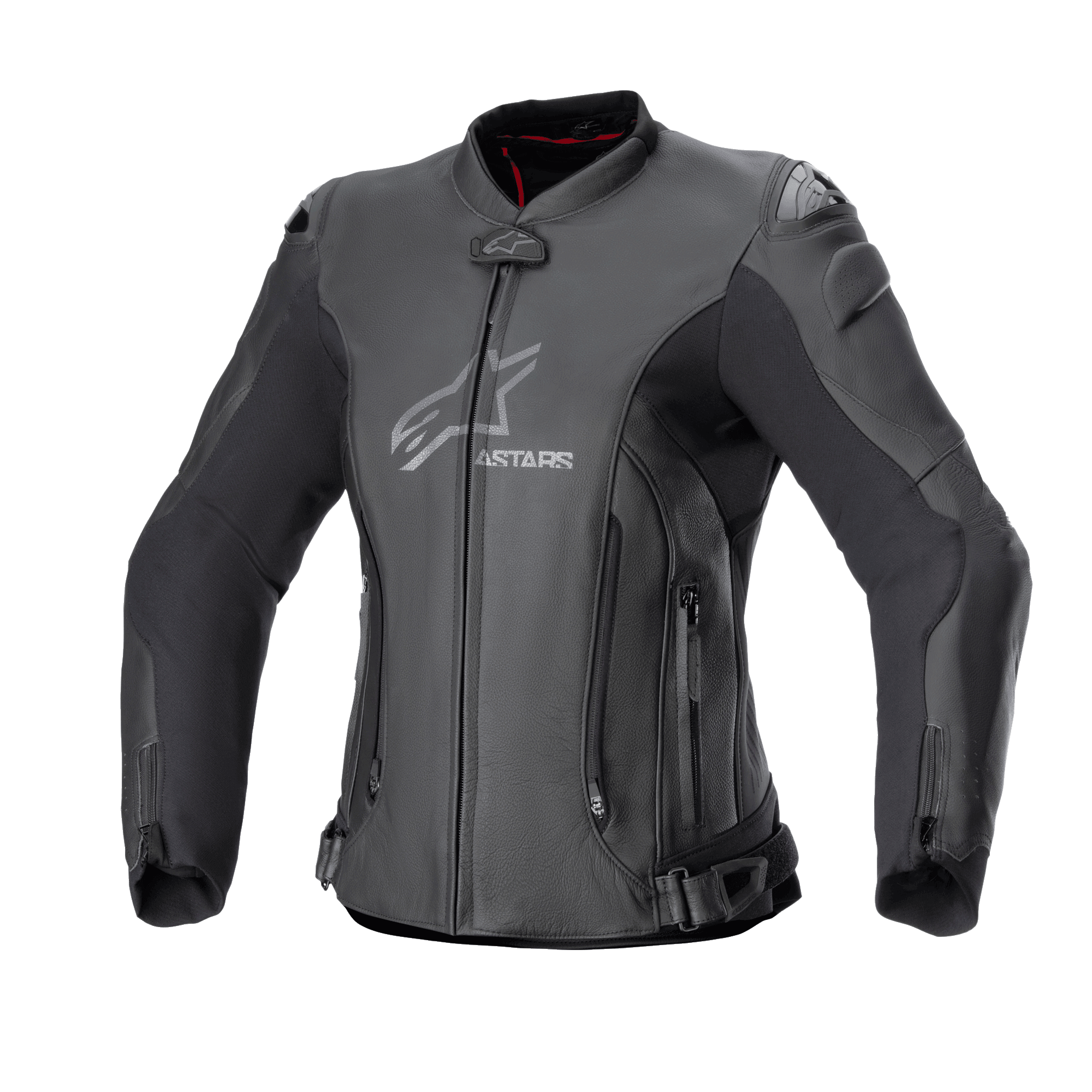 Alpinestars Stella GP Plus V4 läderjacka, dam MC-jacka för racing, svart, CE-certifierad kategori II AA, premium läderkonstruktion