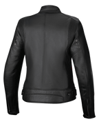 Alpinestars Stella Dyno läderjacka, dammodell av MC-jacka för urban körning, bakifrån, svart med röda detaljer, premium nötläder