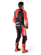 Alpinestars GP-R7 skinnställ, racingoverall för motorcykel, svart och röd, aerodynamisk puckel, läder