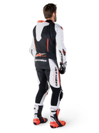Alpinestars GP-R7 Skinnställ 1-styck, racingoverall för herr, vit och svart, med aerodynamisk puckel bak