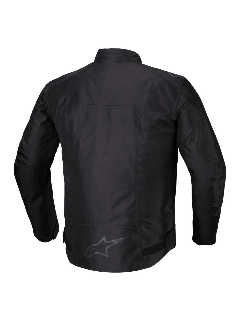 Alpinestars T-SPS V2 vattentät jacka, herrmotorcykeljacka i svart, baksida som visar reflekterande detaljer och förlängt ryggparti