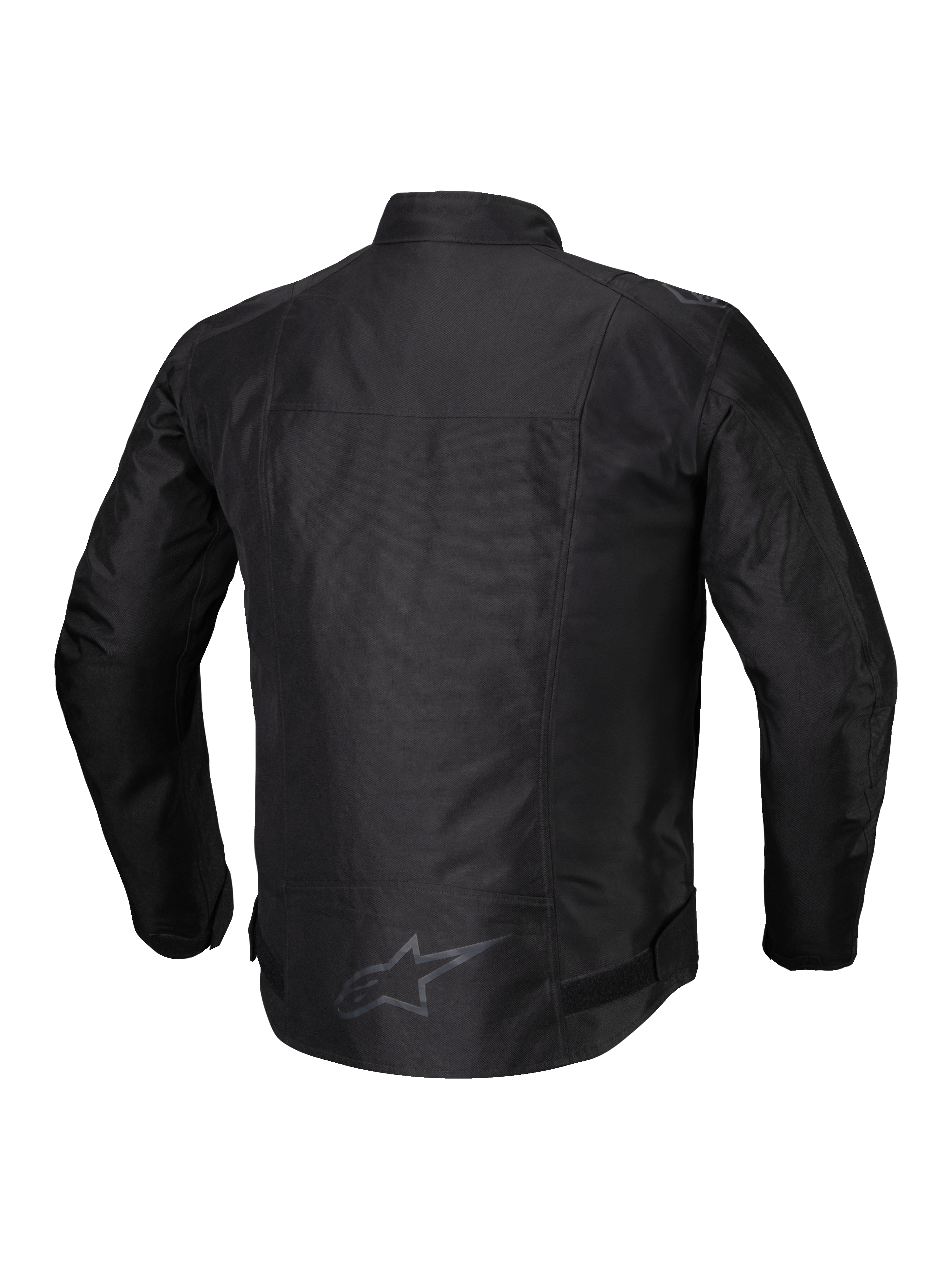 Alpinestars T-SPS V2 vattentät jacka, herrmotorcykeljacka i svart, baksida som visar reflekterande detaljer och förlängt ryggparti