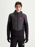 Alpinestars Aeroshell WP jacka, svart och mörkgrå motorcykeljacka i softshell med huva för herr, CE-certifierat skydd