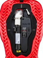 Alpinestars Tech-Air 5 Plasma reservpatron för airbag, svart ECU och vit uppblåsare i ett rött ribbat skal