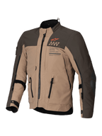 Alpinestars AMT-8 Stretch Drystar® XF jacka, äventyrstouring motorcykeljacka i mörkbrun och mörk khaki, CE-certifierad AA-klass med stretchkonstruktion och ventilation