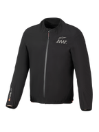 Alpinestars AMT-8 Stretch Drystar® XF jackfoder, svart, lätt vattentät stretchjacka, dragkedja framtill, AMT-logotyp på bröstet, Drystar® XF-logotyp på höger ärm, elastisk krage och ärmslut