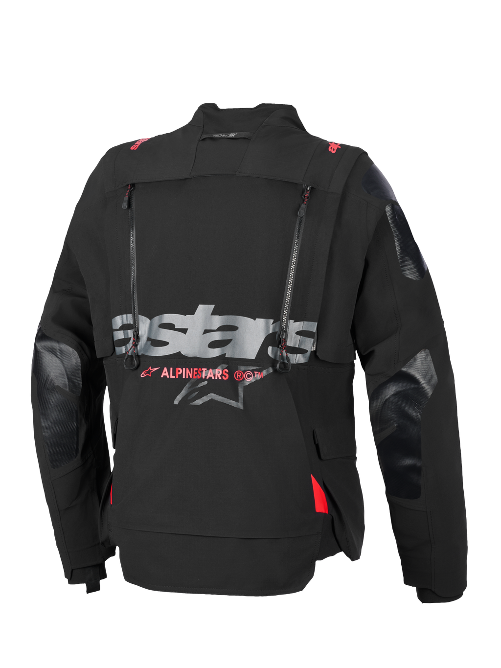 Alpinestars Halo Pro Drystar® XF laminerad jacka, äventyrsmotorcykeljacka, svart och Dark Shadow med grå och röda logotyper, modulär textilkonstruktion i tre lager med vattentäta dragkedjor och ventilationspaneler, designad för touring i all terräng