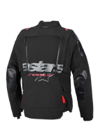 Alpinestars Halo Pro Drystar® XF laminerad jacka, äventyrsmotorcykeljacka, svart och Dark Shadow med grå och röda logotyper, modulär textilkonstruktion i tre lager med vattentäta dragkedjor och ventilationspaneler, designad för touring i all terräng