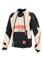 Alpinestars Halo Pro Drystar® XF laminerad jacka, äventyrsjacka för motorcykel, Mastic Black, med modulära ventilationspaneler fram och röd Alpinestars-logotyp, teknisk textilkonstruktion för mångsidig terrängkörning