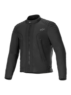 Alpinestars Clayton Water Resistant Jacket, men's urban motorcycle jacket in Black, featuring CE certified protection, water-repellent poly fabric, quilted shoulder details, and zippered front pockets
