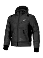 Alpinestars Mohobbs vattentät jacka, urban motorcykelbomberjacka i svart, med quiltat polytyg, integrerad huva och CE-certifierat skydd
