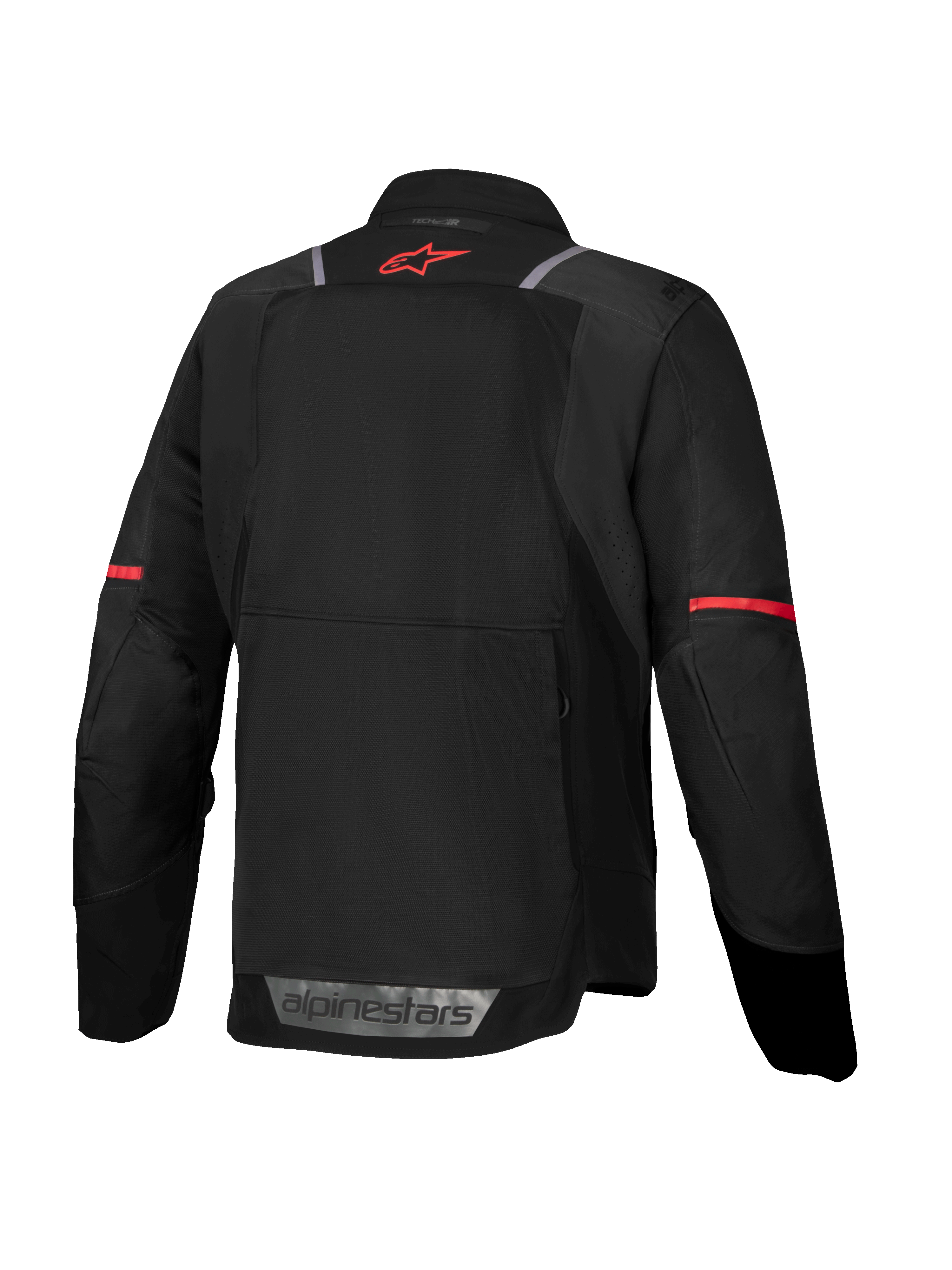 Alpinestars ST-2 Air jacka, svart MC-jacka för touring, meshpaneler på ryggen, röda detaljer, Tech-Air® ready