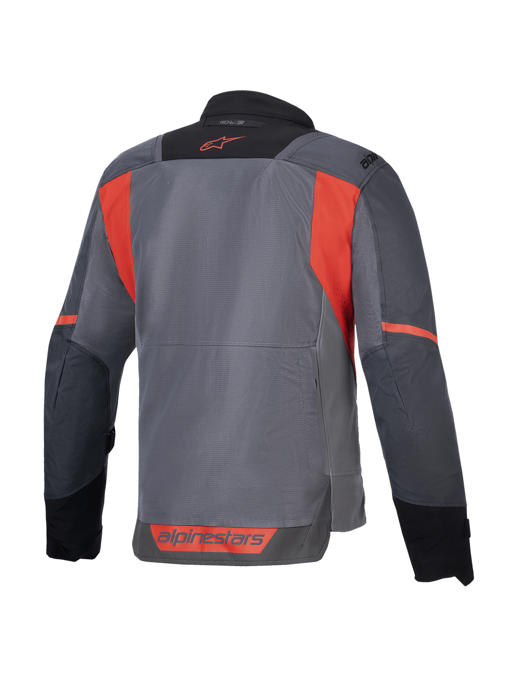 Alpinestars ST-2 Air jacka, grå och röd MC-touringjacka med meshpaneler, Tech-Air® ready, CE-certifierad, vy bakifrån.