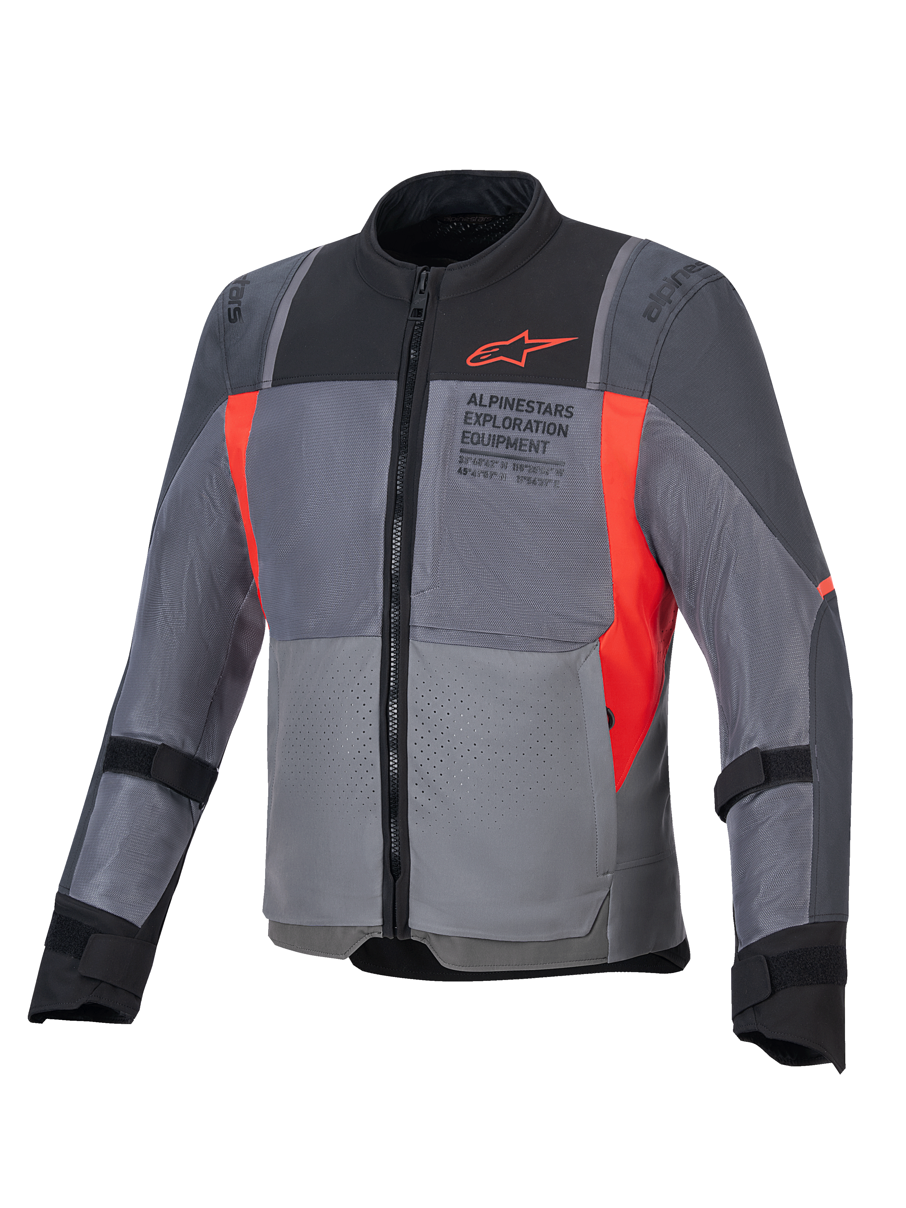 Alpinestars ST-2 Air jacka, grå och röd touringjacka i textil med meshpaneler för luftflöde och CE-certifierade skydd.