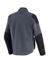 Alpinestars Maxdura Drystar®XF Laminated Armored Shell, Technical Adventure Motorcycle Jacket, Deep Gray and Black, back view featuring reinforced shoulder and elbow panels, small A-star logo on upper back, and vertical branding on the sleeve.