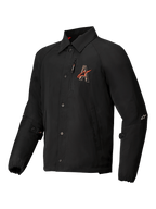 Alpinestars Revved vattenavvisande jacka, svart urban MC-jacka i satin med broderad logo och tryckknappar, CE-certifierad med Nucleon Flex Plus-skydd
