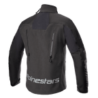 Alpinestars Hyde XT Drystar® XF Jacket, Motorcycle Jacket, Black, back view featuring a large reflective Alpinestars logo across the lower back, dual vertical exhaust vents with zippers, and textured ripstop panels