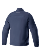 Alpinestars Husker Waterproof Jacket, motorcykeljacka, Night Navy, vy bakifrån, stretchigt softshell-material med subtil logotyp på övre ryggen, urban stil med vattentäta och vindtäta egenskaper
