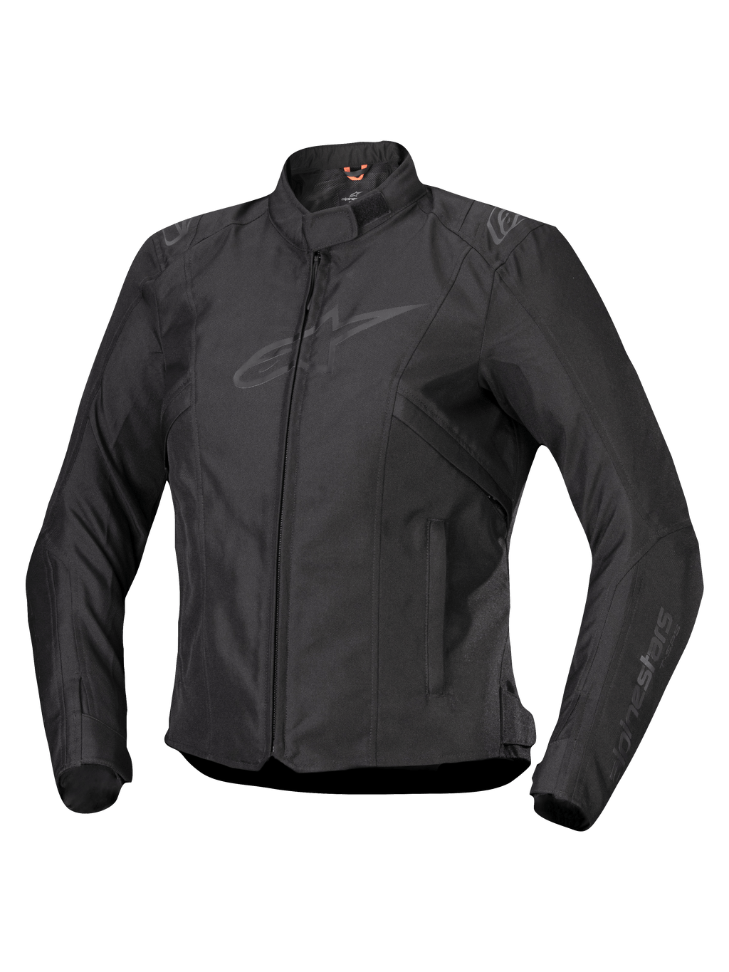 Alpinestars Stella T-SPS V2 Waterproof Jacket, motorcykeljacka för damer, svart, dragkedja fram, lågprofilkrage, diskreta logotyper på bröst och ärmar, slitstarkt textilmaterial med en figursydd sportig siluett, professionell körutrustning