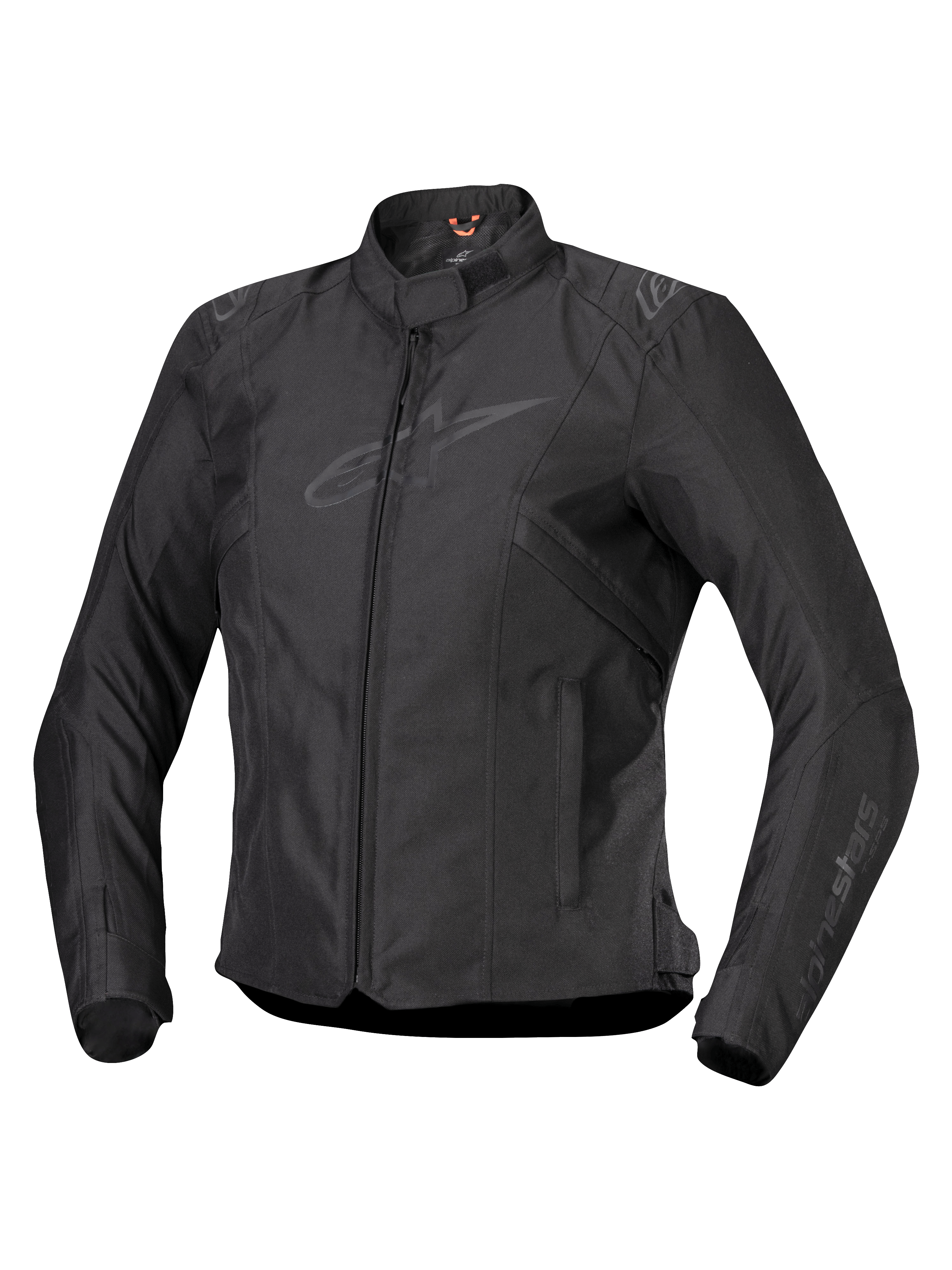 Alpinestars Stella T-SPS V2 Waterproof Jacket, motorcykeljacka för damer, svart, dragkedja fram, lågprofilkrage, diskreta logotyper på bröst och ärmar, slitstarkt textilmaterial med en figursydd sportig siluett, professionell körutrustning