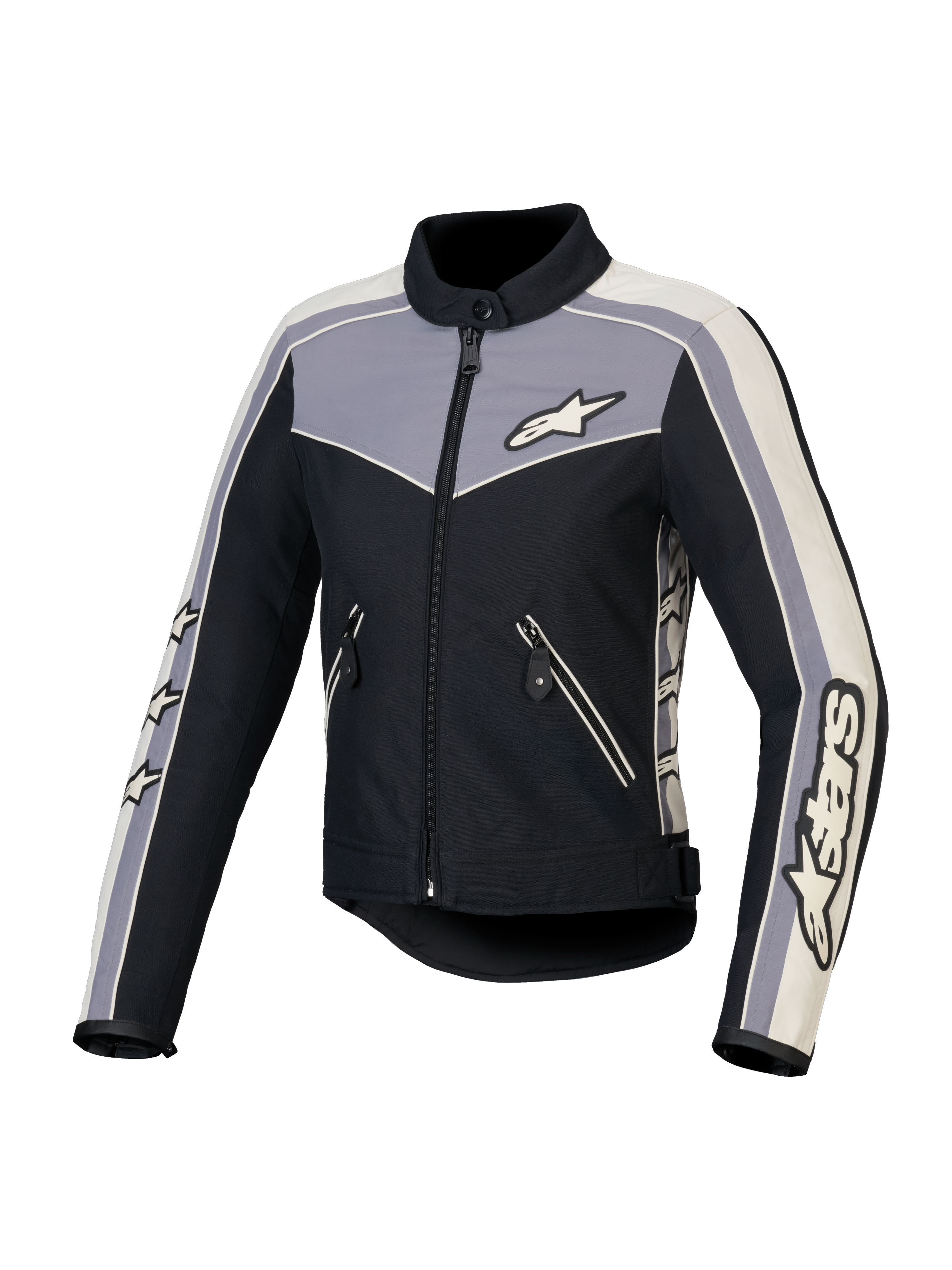 Alpinestars Stella T-Dyno vattenavvisande jacka, dam MC-jacka, svart, mörkgrå och ecru, CE-certifierad med vattenavvisande konstruktion