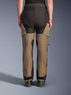 Alpinestars Andes V4 Drystar® Pants, Motorcycle Adventure Touring Pants, Walnut and Black, back view featuring reinforced black seat panels, red logo detail, and adjustable ankle closures.