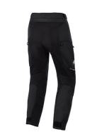 Alpinestars Cusco Drystar® byxor, MC-äventyrsbyxor, svarta, baksida som visar ventilation med dragkedja och stretchpaneler, hållbar textilkonstruktion med reflekterande detaljer